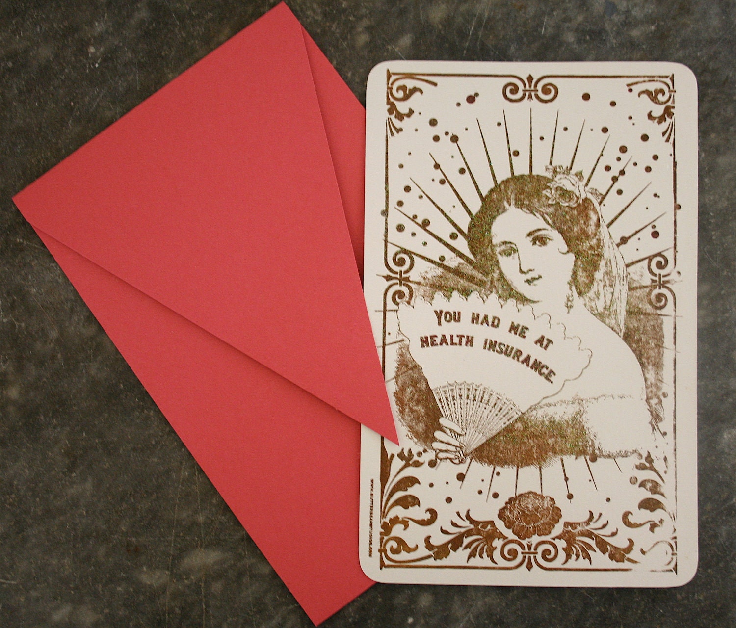 You Had Me at Health Insurance - Valentine's Day Letterpress Card