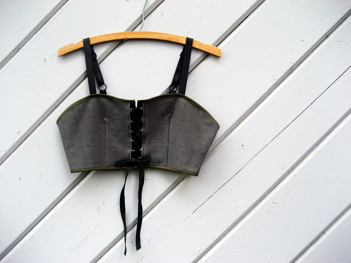 Steel Charcoal Gray Prop Top Soft Cup Bralette size Large Ready to Ship