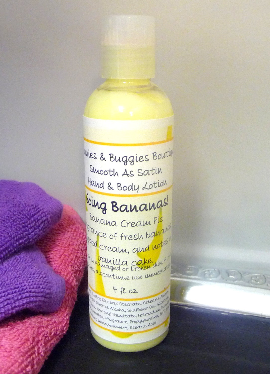 Going Bananas Smooth As Satin Hand and Body Lotion 4 Ounce Bottle Banana Cream Pie Scent