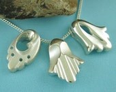 Petit Silver HAMSA Necklace, Hand of God Pendant with Chain - Shalom, Lotus, or Flame Hand