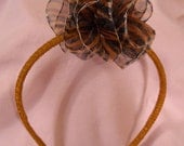 Tiger Puff on Ribbon Wrapped Headband
