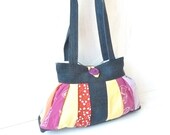 Fabric Handbag - Girls Small Jeans Denim Purses - Small Fabric Purse for Teenage Girl - Fashion Girls Purse - Vegan Recycle Yellow Red