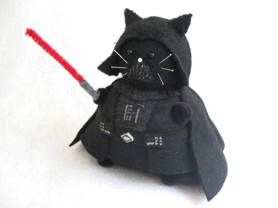 Star Wars Darth Vader Cat Pincushion cute felt kitty cat collectable or gift for animal lover...MADE-TO-ORDER