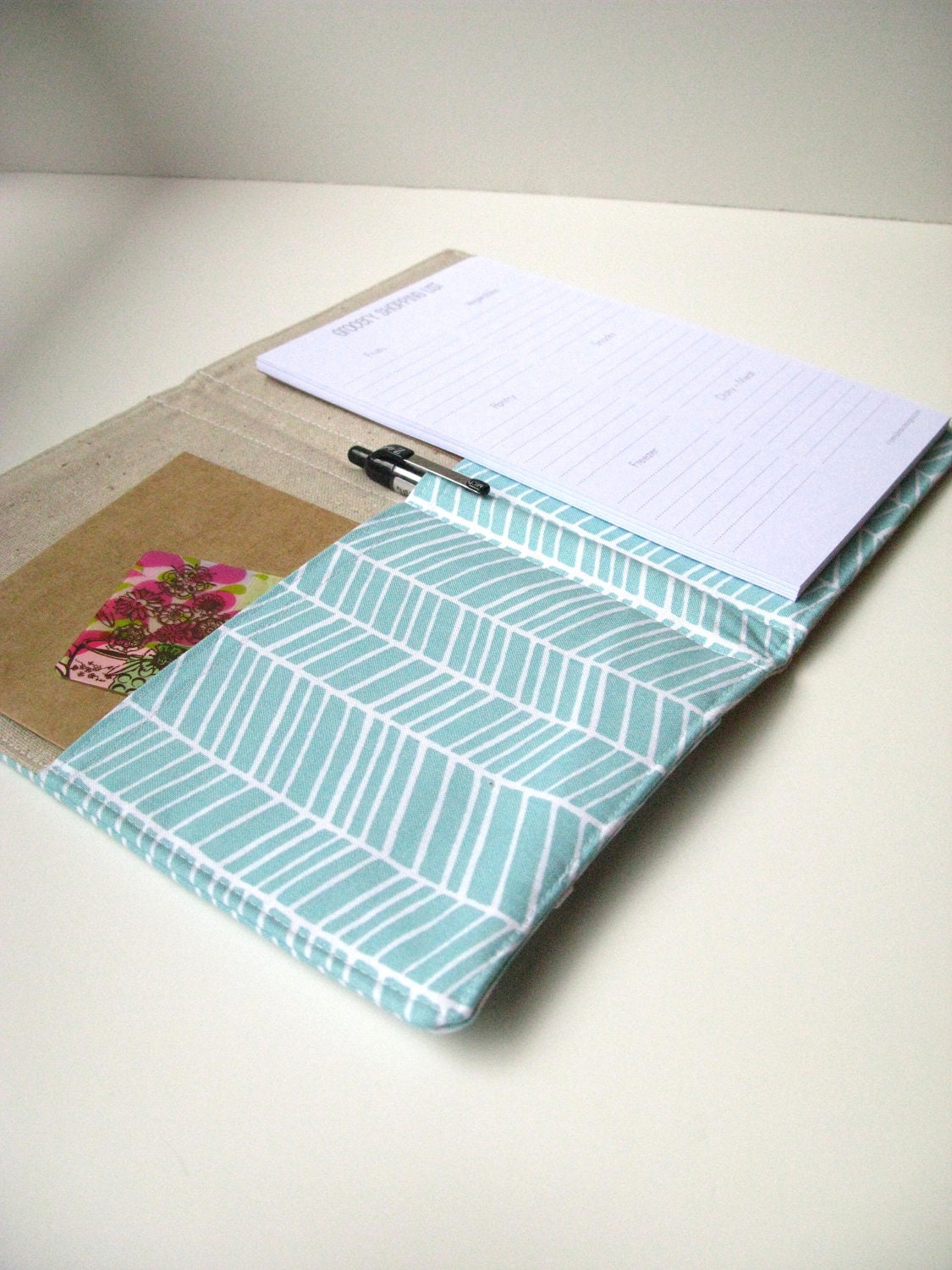 Notepad Portfolio Organizer, Aqua Chevron, Notepad Organizer, Portfolio Clutch