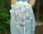 Deposit on lavender cascading jeweled brooch bouquet -- made to order wedding brooch bouquet
