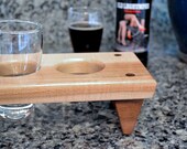 Handmade Wood Mini Brew Beer Sampler 6  - The Half and Half - Maple & Black Walnut - Beer Carrier