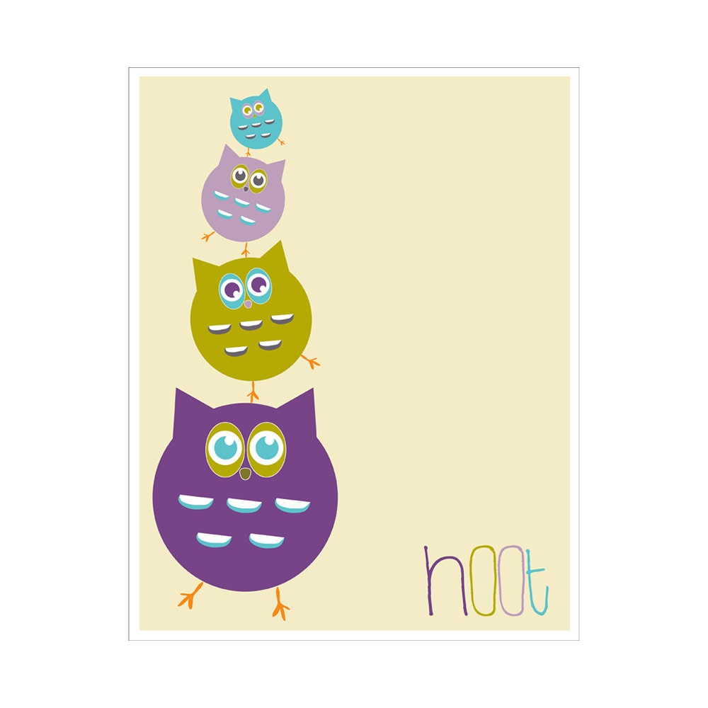 Children's Wall Art / Nursery Decor hoot 11x14 inch print by Finny and Zook