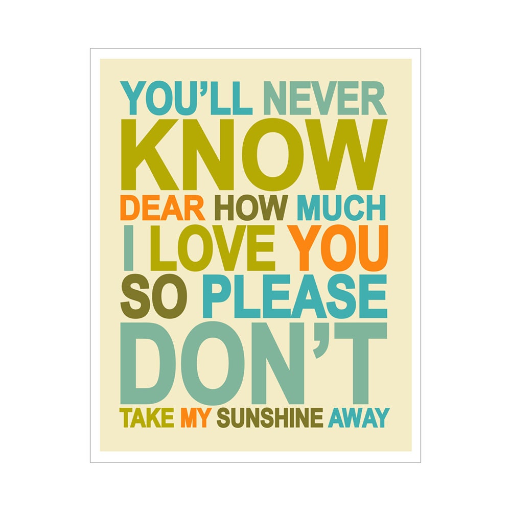 Children's Wall Art / Nursery Decor You Are My Sunshine... 11x14 inch print by Finny and Zook