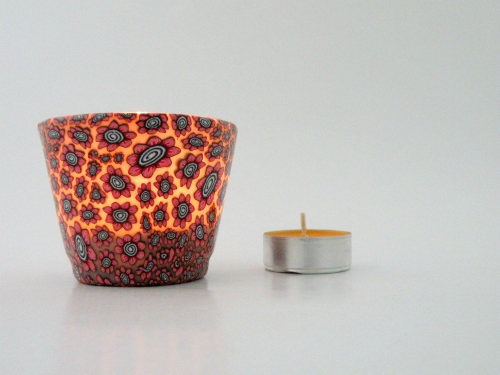 Red Petite Flowers on the Candle Holder...