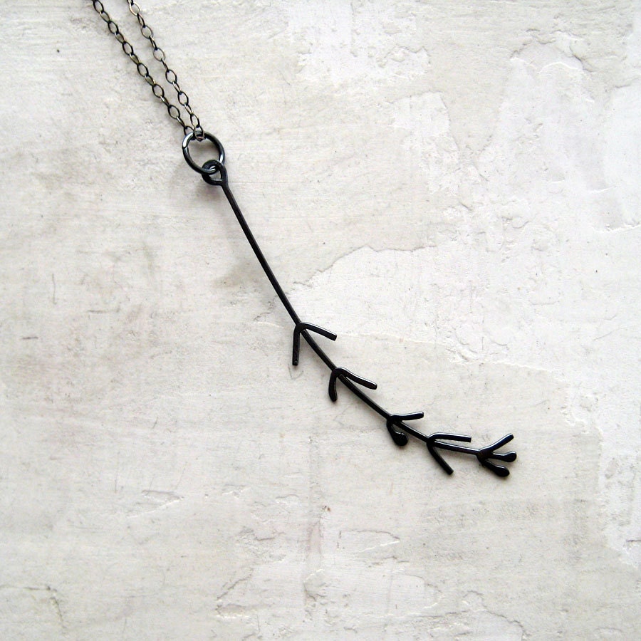 Sketch 1 Pendant - forest inspired long black curvy branch pendant