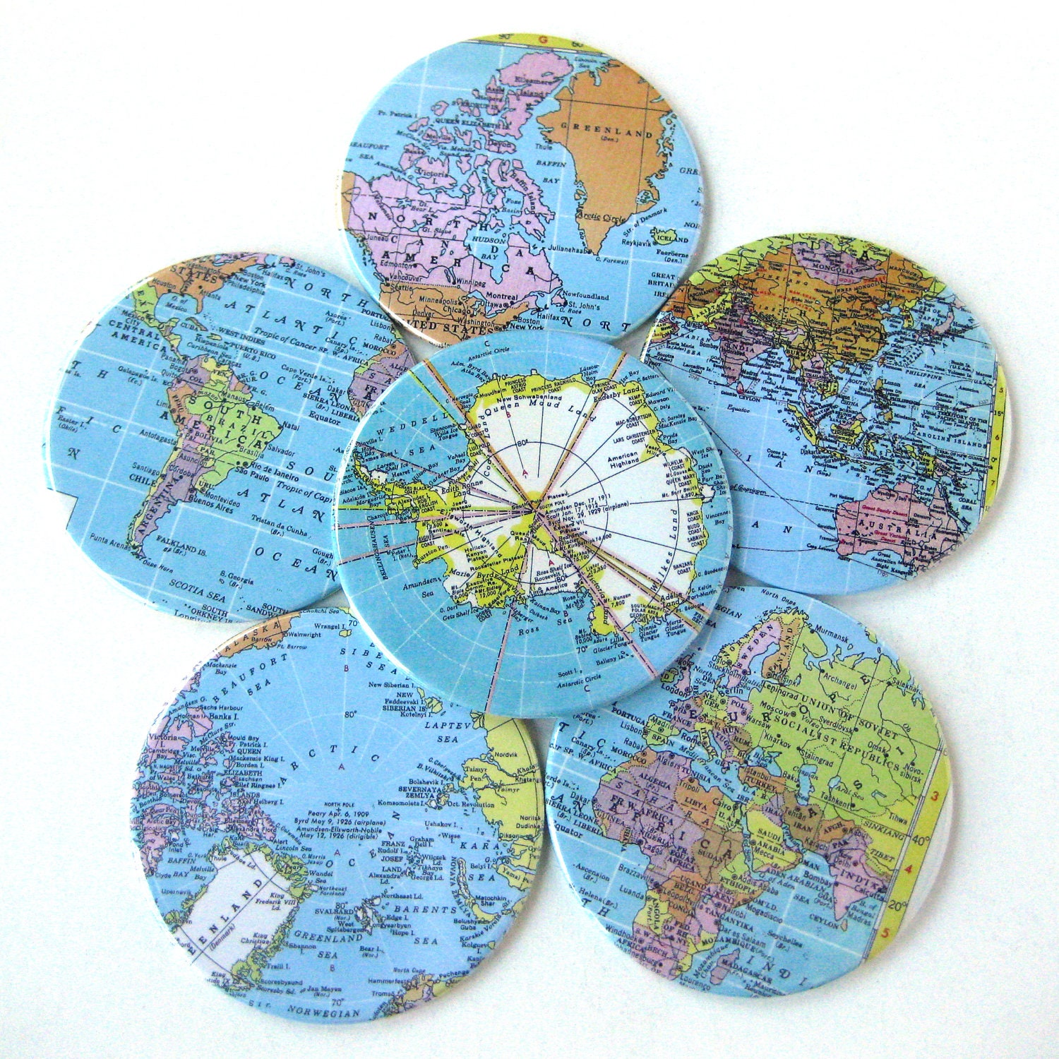 Map Coasters // Choose Your Own Set of 6