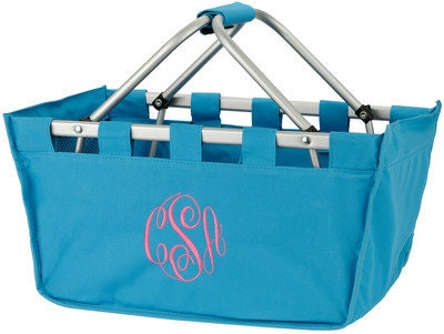 Aqua Blue Market Tote - Monogrammed