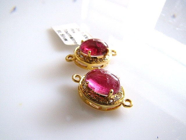 ONE---18kt Gold Vermeil, Pink Tourmaline Genuine Diamond Connector