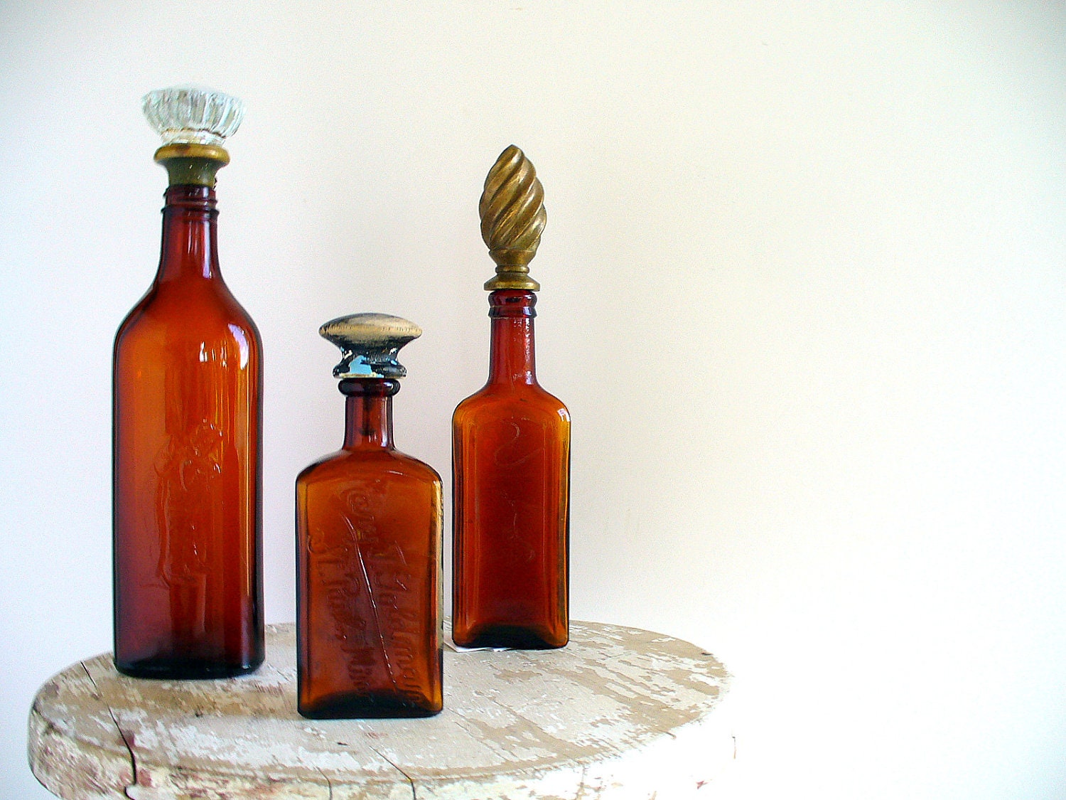Vintage Amber Apothecary Bottles Instant Collection