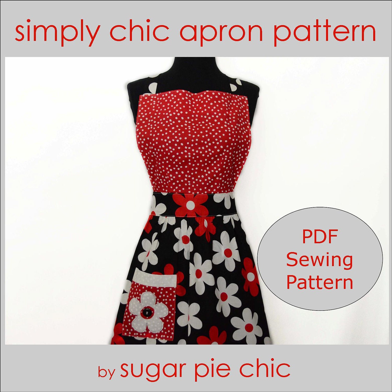 BEGINNING SEWING Apron Pattern PDF Woman's Full Apron Tutorial - Instant Digital Download Sewing Pattern