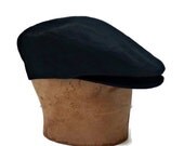Driving Cap in Black Linen - Men's Hat Made to Order