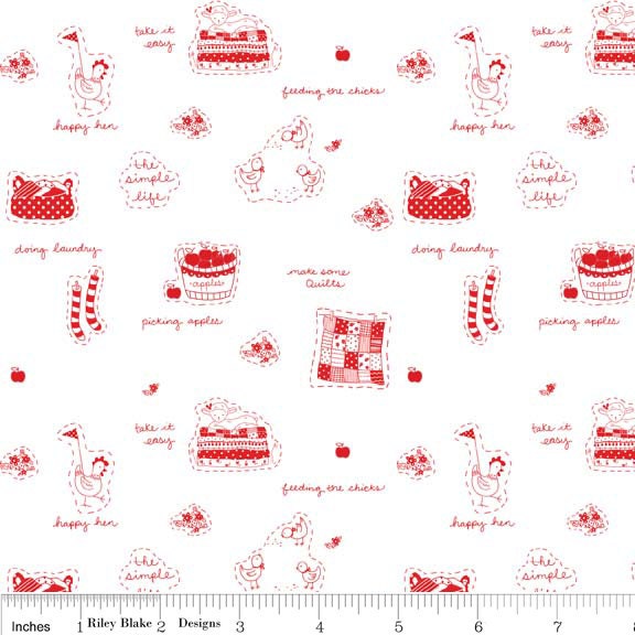 The Simple Life---Simple Life Red--1 yard--Tasha Noel for Riley Blake Fabrics