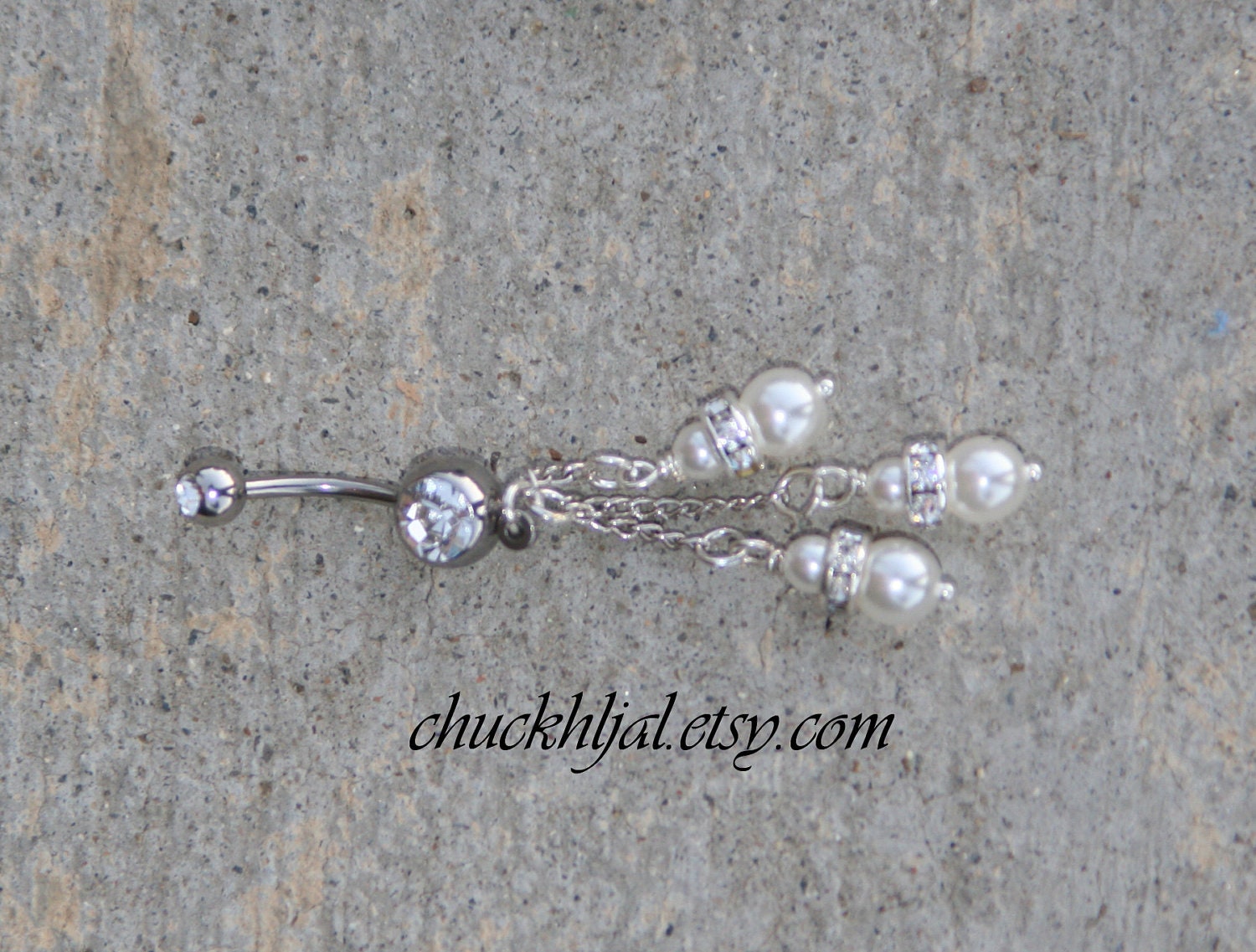 Winter Wonderland Crystals and White Pearls 3 Layers DeSIGNeR Belly Button Ring Romantic Sexy And Perfect for that White Christmas