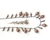 long boho necklace with lampwork glass, sterling silver and copper