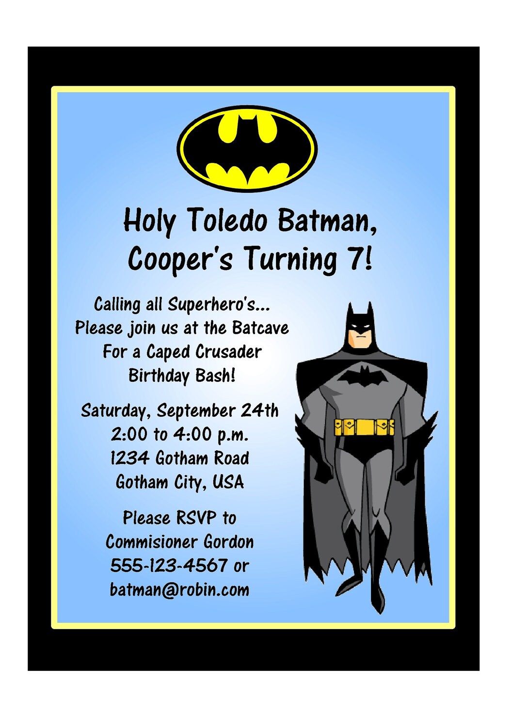 Bat Man Invitations