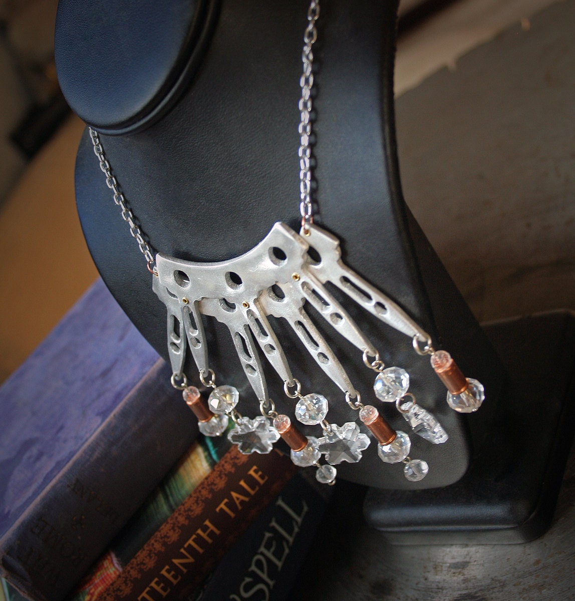 Crystal "Ice Queen" set: Necklace, Earrings, & Tiara created from aluminum, copper, and crystal