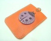 Penny the Ladybug Leather Cardholder ( Orange )