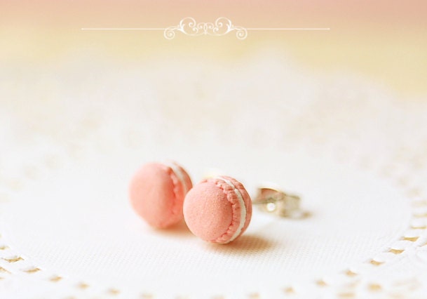 Food Jewelry - Sweet Pink Macarons Earrings
