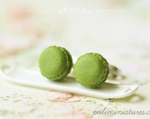 Macaron Earrings - Food Earrings - Green Tea Matcha Macaron Earrings