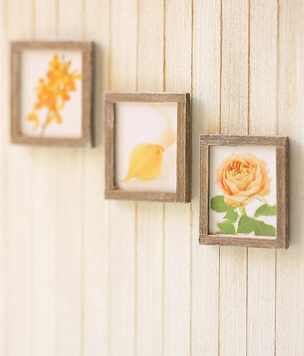 Dollhouse Wall Art - Peach Flowers in 1/12 Dollhouse Miniature Scale - Set 2