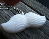 Mustache Necklace - White