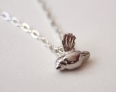 Chubby Bird Necklace. Handmade in Silver. Bird Pendant.