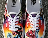 Hand Painted Marvel Comic Shoes size 8 mens / 9.5 women