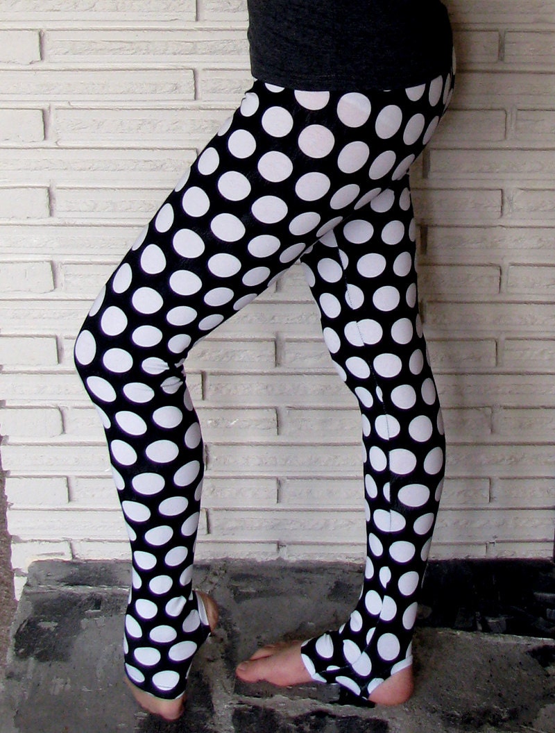 Polka Dots Leggings, Cirque Aerial Stirrup Pants, Plus Size
