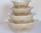 Vintage Pyrex Forest Fancies Mushroom Cinderella Mixing Bowl Set