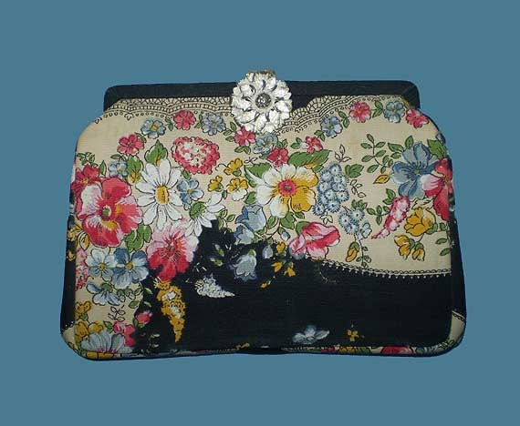 Vintage 50s Floral Clutch Purse Ingber