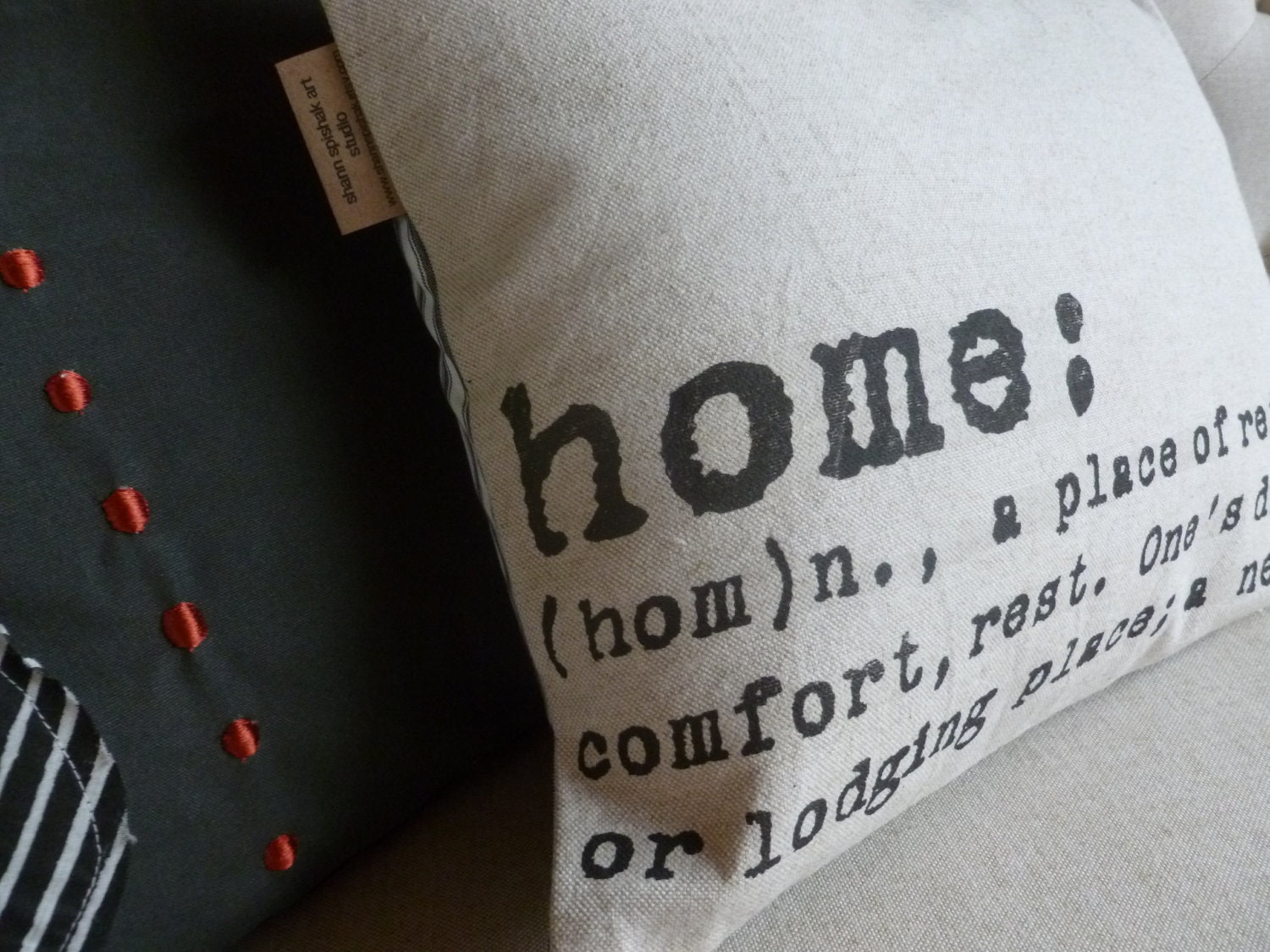 Industrial Chic Modern Throw Pillow HOME NEST COMFORT Cotton Pillow Cover- Made to Order- Pillow Insert Not Included