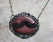 Mustache plaque necklace