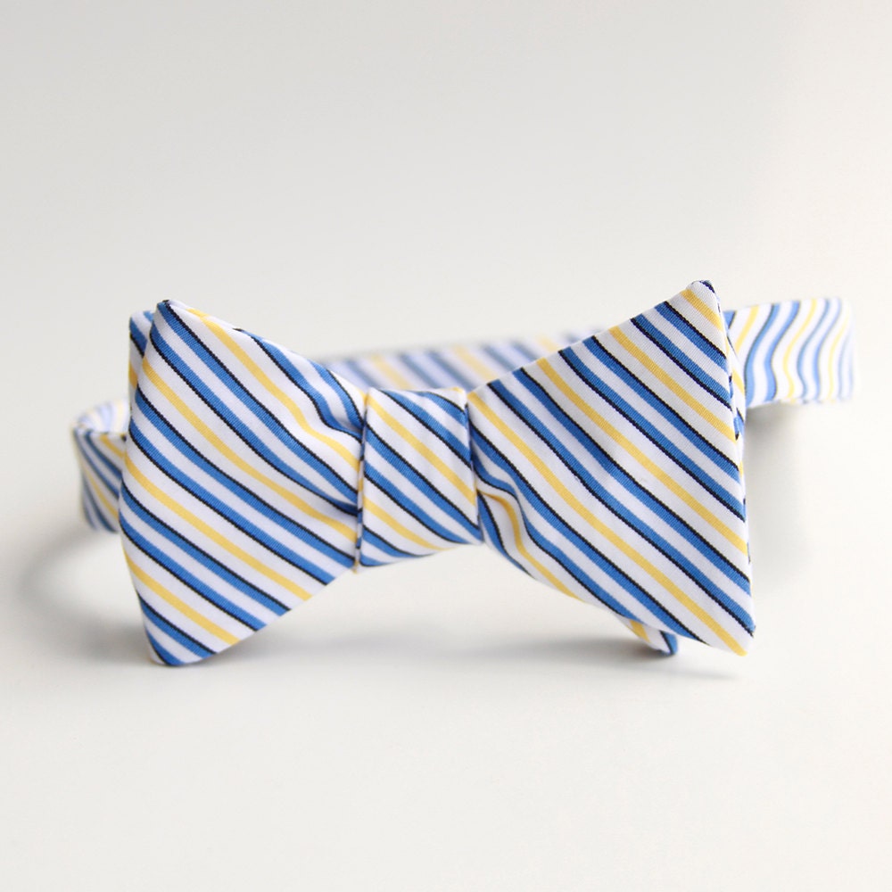 blue & yellow stripe bow tie- Ambassador Bruny for xoelle