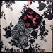 Gothic Christmas Stocking - Silver and Black Spider Damask with Red Flower Applique - Warning Label Creations