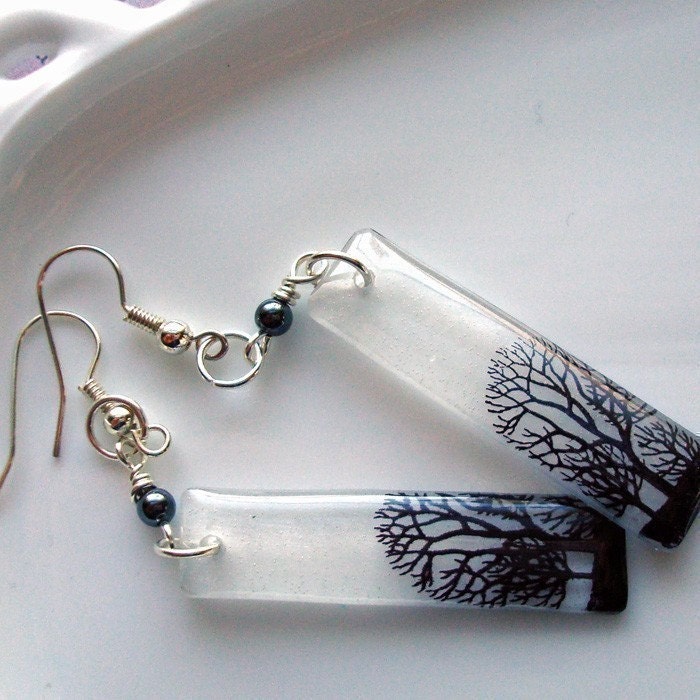 Resin Earrings,trees through the fog resin earrings