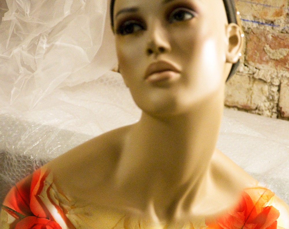 Mannequin Photography Art Collage Sepia Red Roses - Dressed in Roses