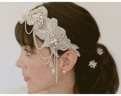 Wedding headpiece, bridal headband, bridal hairpiece, 1920s cloche,  style 830 - EricaElizabethDesign