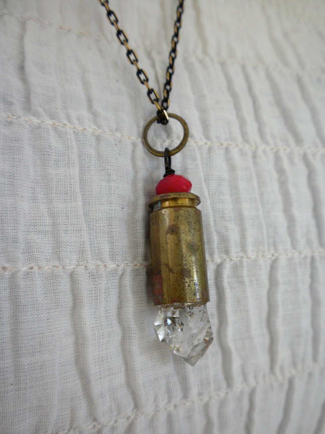 Double Herkimer Diamond in 40 Caliber Bullet Casing