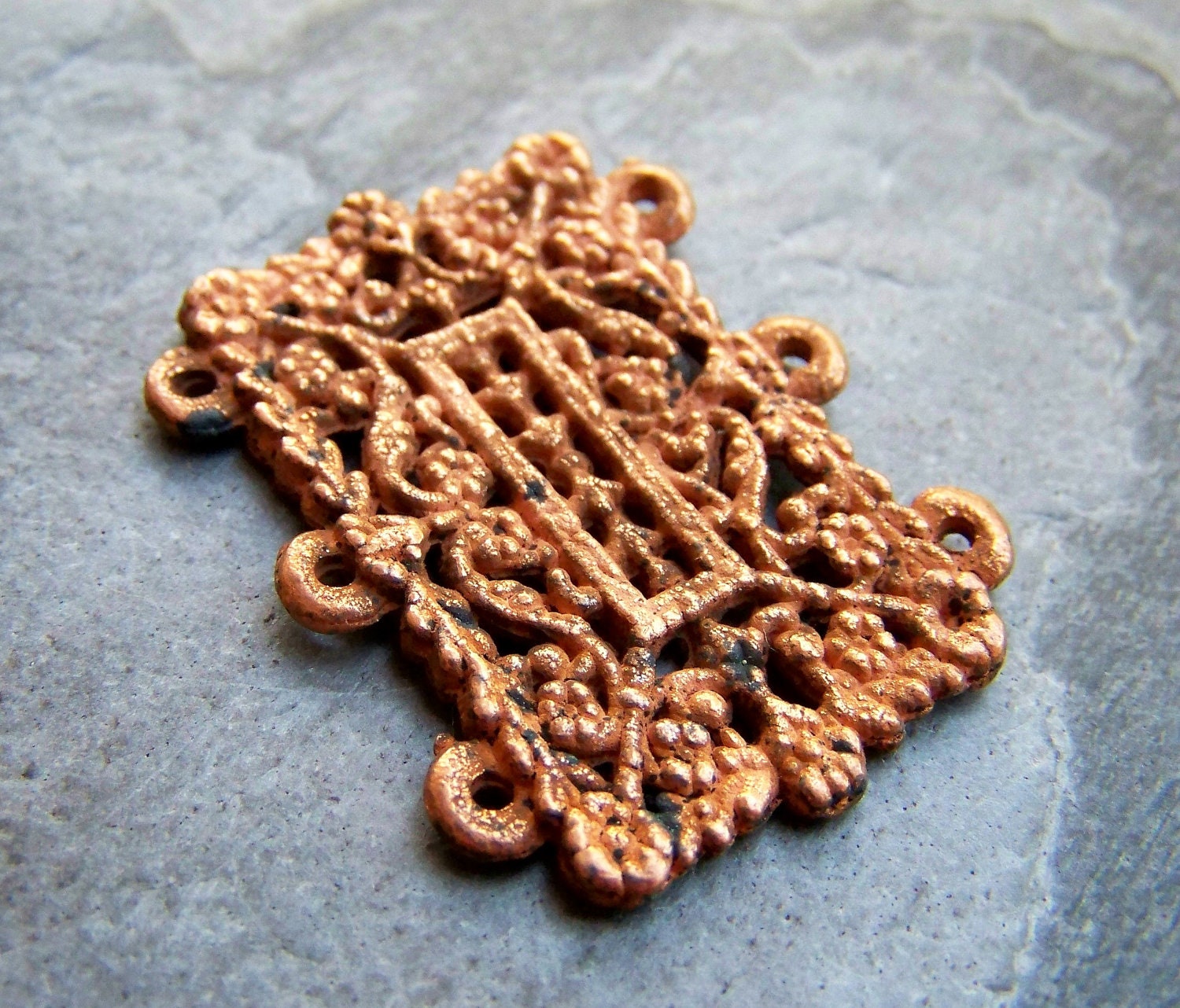 Sale-See Store Announcement-Vintage Copper Plated Filigree Heavy Multiple Strand Centerpiece/Component-1