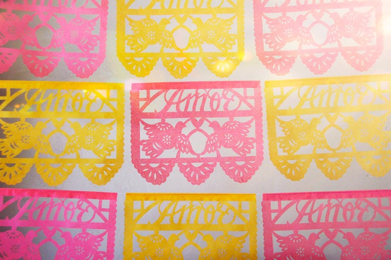 Papel Picado AMOR Banners, Custom Color