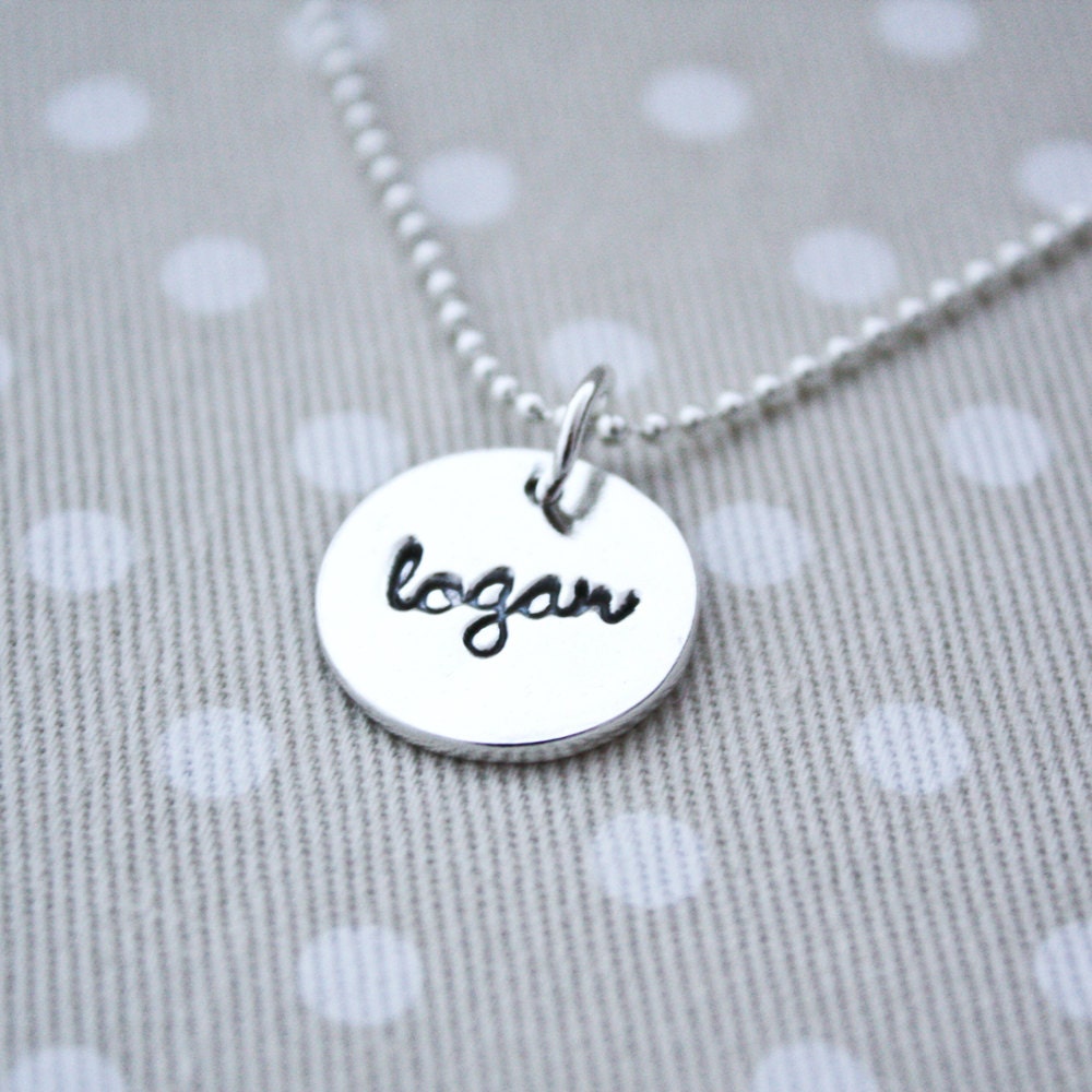 cursive font name charm...personalized fine silver necklace