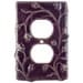 Ceramic Duplex Outlet Cover- Vine Design in Purple Glaze