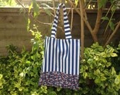 Two tone tote in red, white and blue