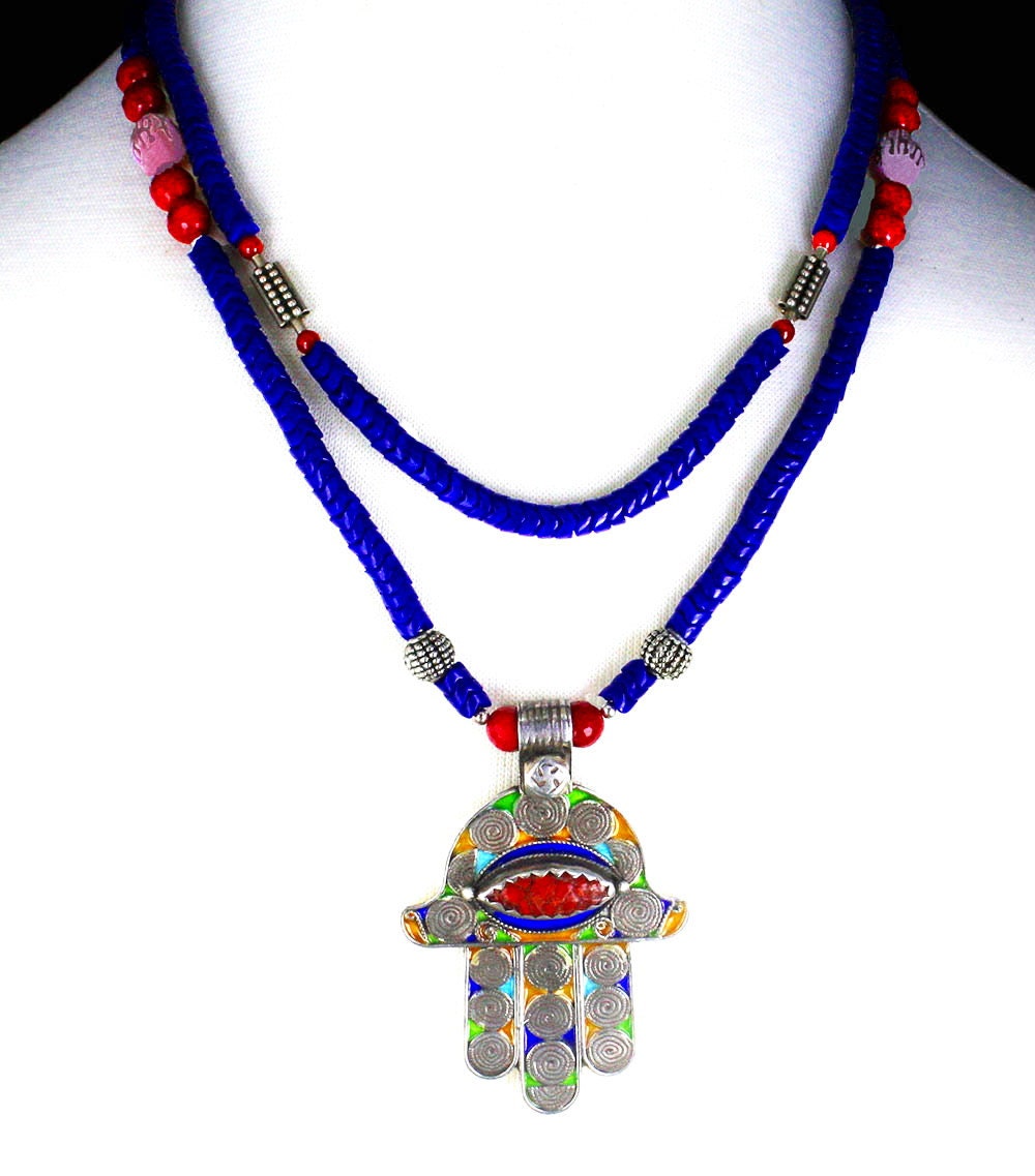 Moroccan Life Spiral Hamsa, Evil Eye & Longevity Beads