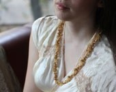 Versatile Gold Crochet Beaded Bracelet or Necklace